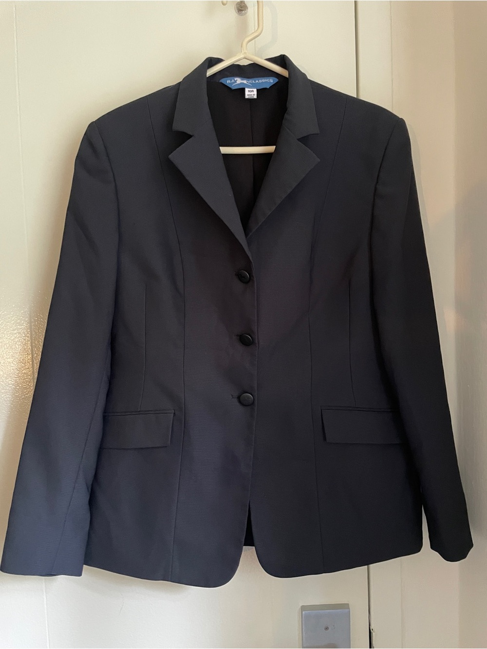 RJ Classics 10R women’s 3 button navy horseback riding show coat